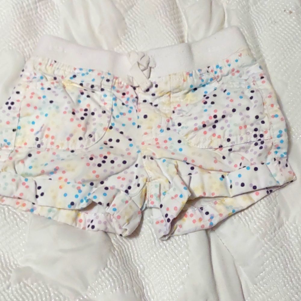 Falls Creek Girls size 2 blue pink yellow purple polka dot shorts elastic waist